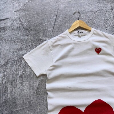Comme des Garcons Play CDG T-Shirt White Red Heart Size M Made in