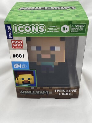 NEW Minecraft ICONS STEVE Night Light Lamp 3D Character Figure Paladone #001
