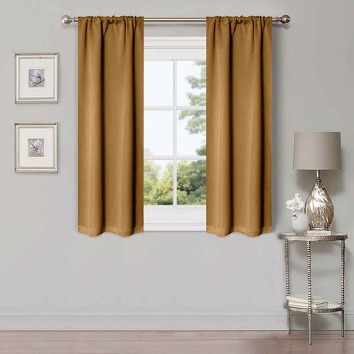 Solid Classic Modern Grommets Room Darkening 26" Wide Blackout Curtain Panel Set - Picture 3 of 213