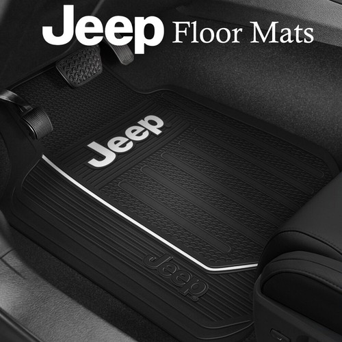 New Jeep Elite Logo All Weather Heavy Duty Rubber Front / Back Floor Mats Set - Picture 2 of 5