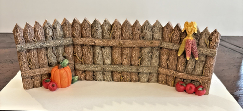 Statuina Sarah's Attic Snowonders HARVEST FENCE autunno Ringraziamento in scatola HTF - Foto 5 di 13