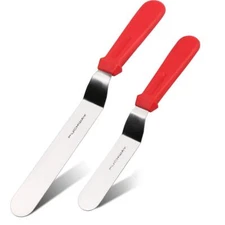 Angled Icing Spatula Stainless Steel Offset Spatula Cake Spatula Set of 2 Red...