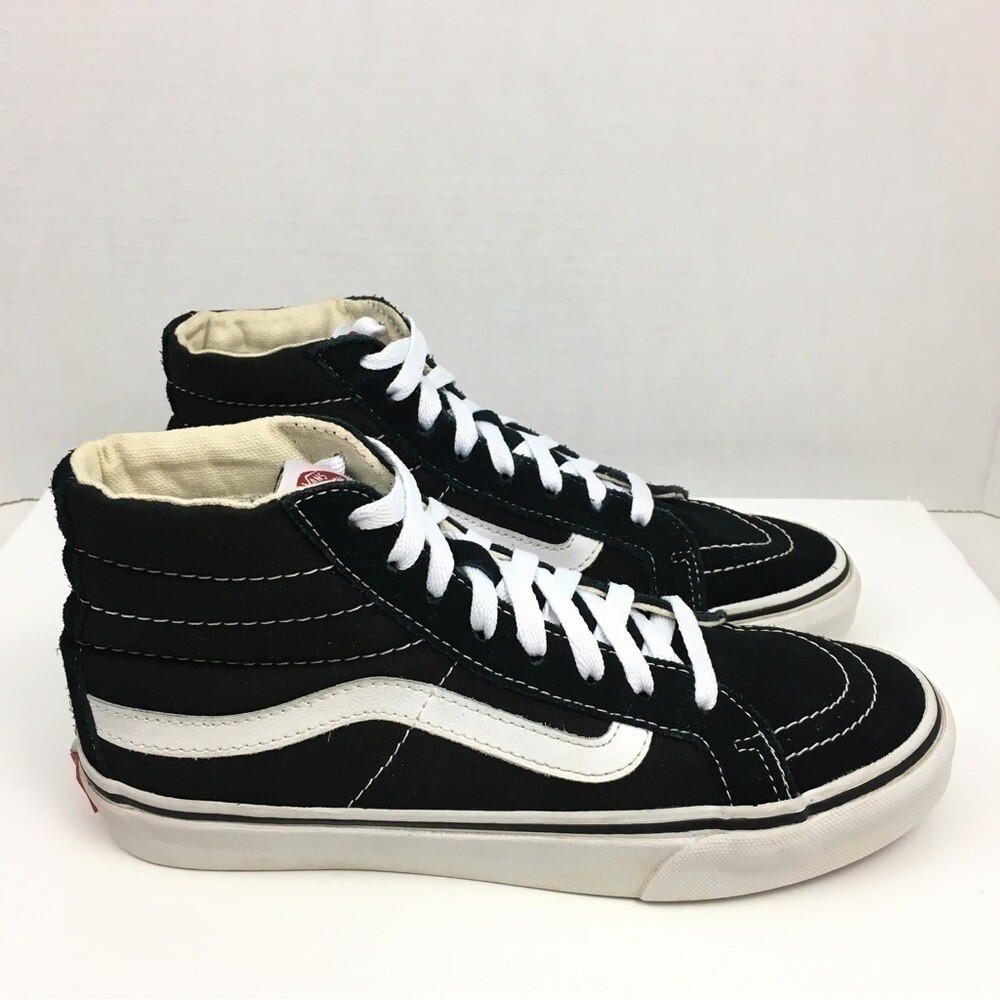Vans Women’s Sk8-Hi Black White Lace Up Shoes Size 6.5