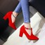thumbnail 6 - Glam Ladies Pointy Toe Block Heels Solid Knitting Buckle Strap Faux Suede Shoes