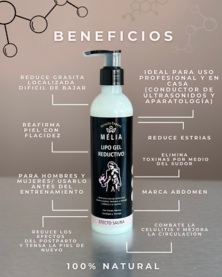 LIPO GEL REDUCTOR 8.45 Oz QUEMA GRASA, HERBAL SLIM FAT REDUCTOR Melia Beauty