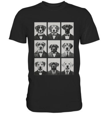 Hunde im Anzug T-Shirt   Lustiges Tiermotiv Retro Dogs Vintage Portrait Design