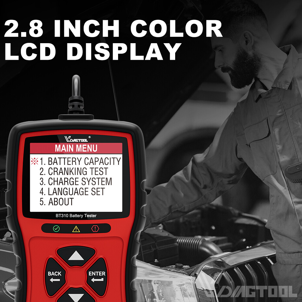 2.8'' LCD 12V 24V Car Battery Load Tester Charging System Analyzer BT310 2000CCA