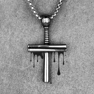 Baseball Bat Cross Long Men Necklaces Pendants Chain Punk