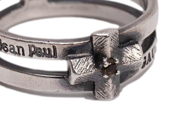 Jean Paul GAULTIER Silver 925 Center Stone Cross Ring Size