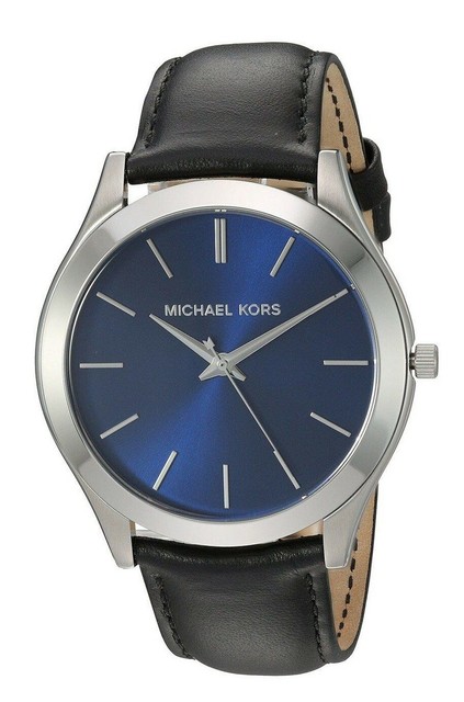 Slim Runway Black Leather Strap Watch 