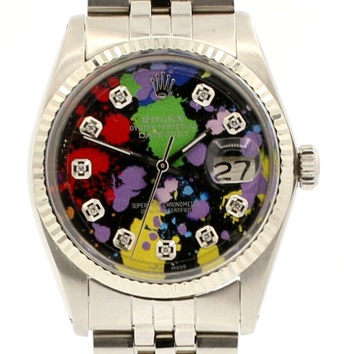 Da Uomo Vintage Rolex Oyster Perpetual Datejust 36mm Multi Colore Diamond  Dial Orologio | eBay