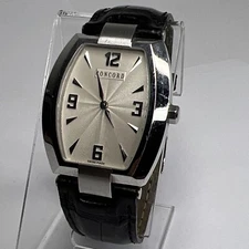 Concord Stainless Steel Swiss Made Quartz Watch 14 G3 1480.2 Black Leather Strap
