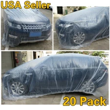 20 PACK Clear Plastic Disposable Car Cover Temporary Universal Garage Rain Dust
