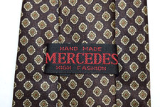 Neck Tie VTG 60s 70s Mercedes Hand Made Brown Diamond Detail Foulard 57" x 3.75"