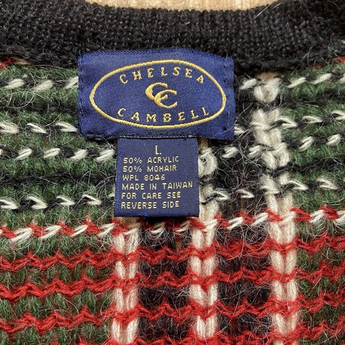 Cárdigan Chelsea Cambell rojo tartán a cuadros mezcla de mohair para mujer talla L con botones - Imagen 3 de 8