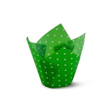 Polka Dot Green Tulip Baking Cups Cupcake Liners Muffin Liners Greaseproof Pa...