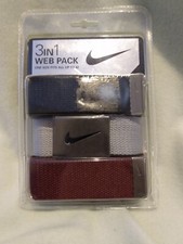 NEW Nike 3-In-1 Men's Golf Web Belt Black/Gray/Brown One Size Fits Most Up To 42