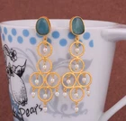 Blue Chalcedony Chandelier Wedding Earring Handmade Women Fashion Gift Jewelry