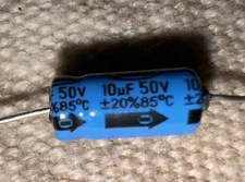 Xicon Corp 10uF Electrolytic Cap 50Vdc Sub Mini Blue Axial Leads New - Qty: 6