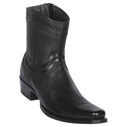 Los Altos Men's Genuine Leather Ankle Boots Square Toe Inside Zipper EE - Picture 3 of 4