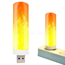 1-3 Pack USB LED Flame Effect Light Flameless Candle Bulb Tea Lights Lamp Party