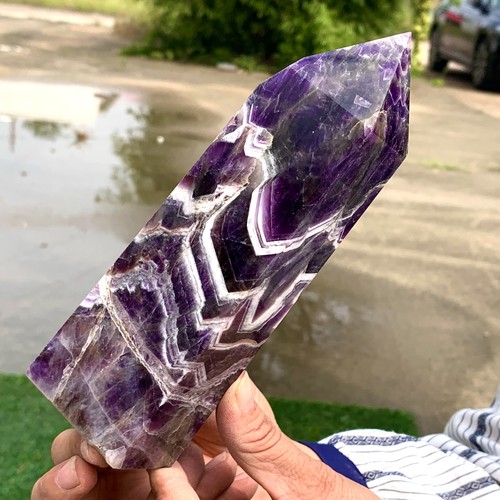 2.45LB Natural Dream Amethyst Crystal Column Magic Wand Obelisk Point Healing - 第 4/21 張圖片