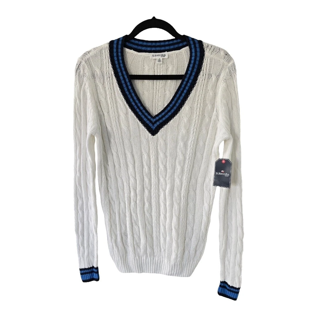 St. John's Bay Suéteres para mujer blanca de algodón