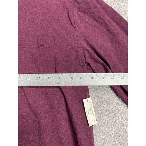 Essentials T-Shirt Adult Medium Regular Maroon Long Sleeve Pocket Tee Mens NEW - Picture 5 of 6