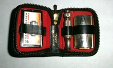 vintage Gillette Travel Safety Razor Set Zipper Black Leather Case Austria