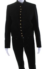 Celine Womens Black Wool High Neck Cropped Long Sleeve Jacket Size 40