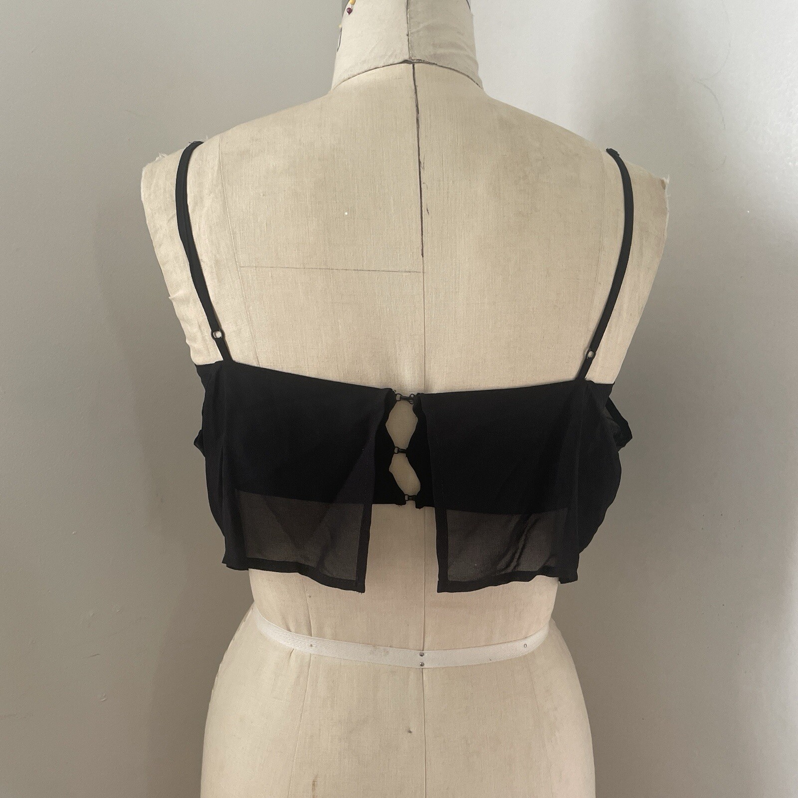Reformation Black Crop Top Camisole Shirt double … - image 3