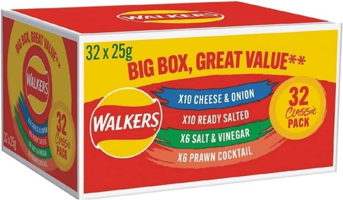 2x Walkers Crisps Variety Pack - Big Box of 32x25g contains 4 Different Flavours - Picture 2 of 2