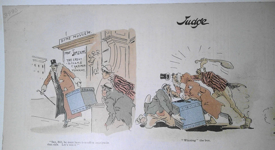 1894 They Held Up the Wrong Man - Tale of Snake-charmer. Judge Magazine original - Image 3 of 4