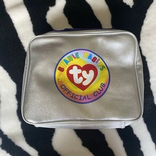 Vintage 1999 TY Official Club Beanie Babies Bag Plush Protector Silver And Clear