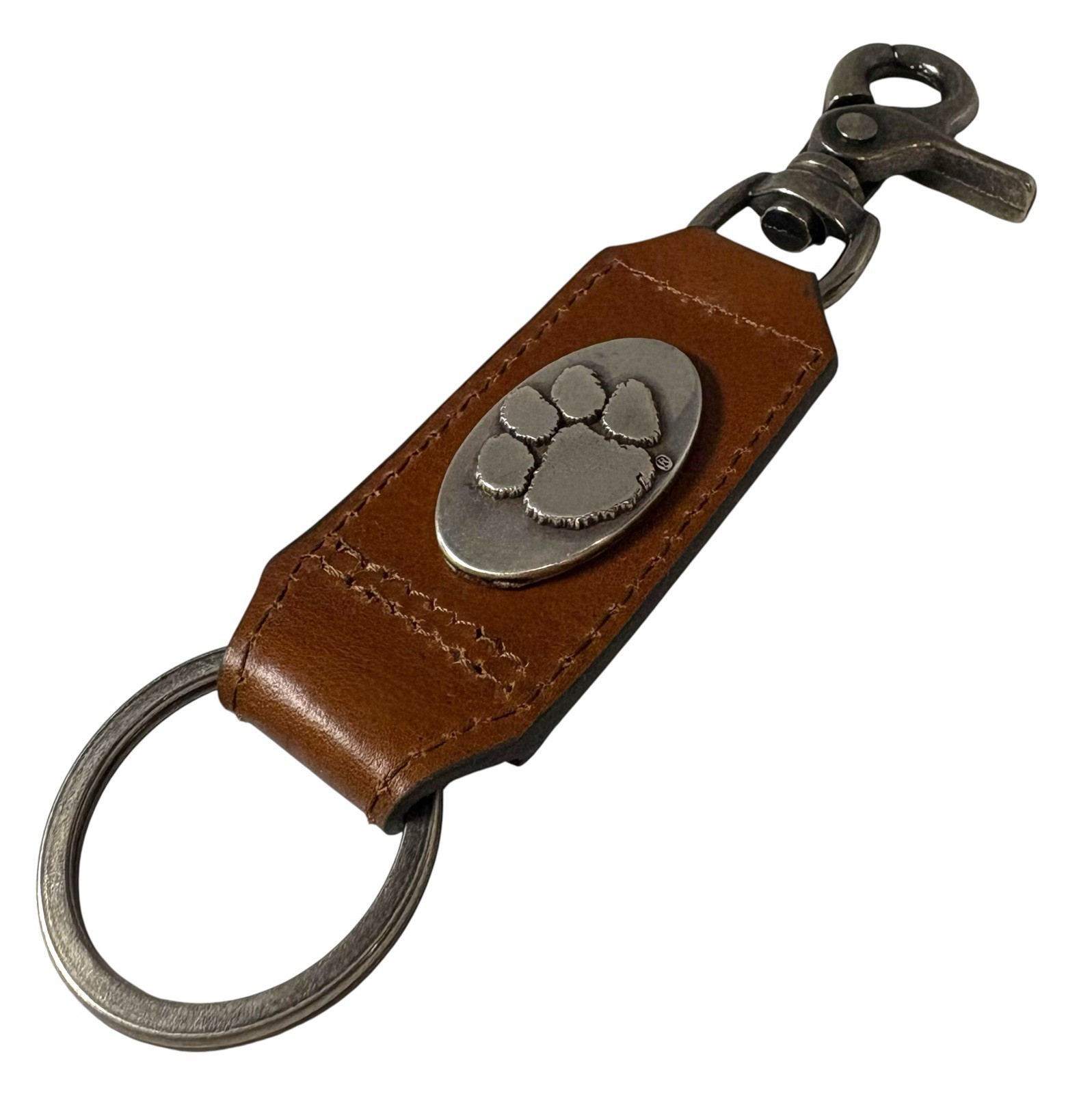 Clemson Tigers Leather Keychain Strap with Clip-Heavy Duty by Enmon-New