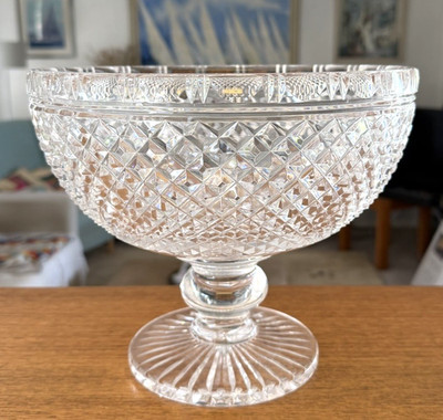 Vintage Stuart Bleikristall Nagelschliff Glas riesige Bowle oder Obst Sockel Schale