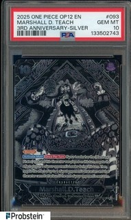 2025 One Piece OP12 English 3rd Anniversary Gold #093 Marshall D. Teach PSA 10
