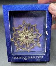 Vintage REED  BARTON 2002 Annual Jeweled Star Ornament Silver Plated -32D