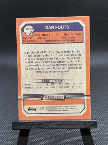 2023 Topps Composite - 1973 Topps Football Chrome Dan Fouts #1973-23 - Picture 2 of 3