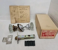 Antique Hampton Russwin Tubular Latch Set, Crystal 12 Point Brass Door Knob, NIB
