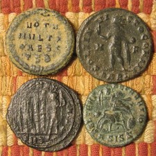 4 ANCIENT ROMAN COINS, 306-361 AD  ~  CONSTANTINE FAMILY, BETTER ORIGINAL GROUP