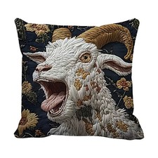 Screaming Goat Pillow Cover 18x18 Inch Plush Goat Yell Accent Pillow