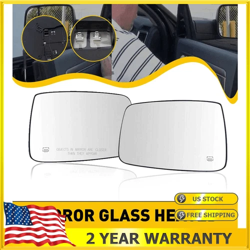 2X Mirror Glass Power Heated LH Side RH Turn Signal for Dodge Ram 1500 2500