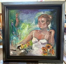 You, Original Oil Painting, 47"x47"x3", Canvas, Framed, by Van Ness