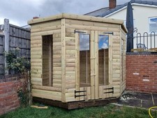 GARDEN SHED CORNER SUMMER HOUSE TANALISED SUPER HEAVY DUTY 12X8 19MM T&G. 3X2