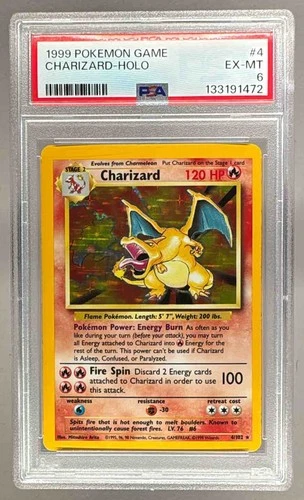 133191472 Charizard 1999 Pokemon Unlimited #4 Rare Holo PSA 6