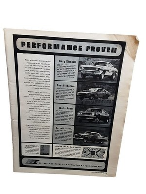 1971 Edelbrock Performance Proven Print Ad Don Nicholson Wally Booth Drag
