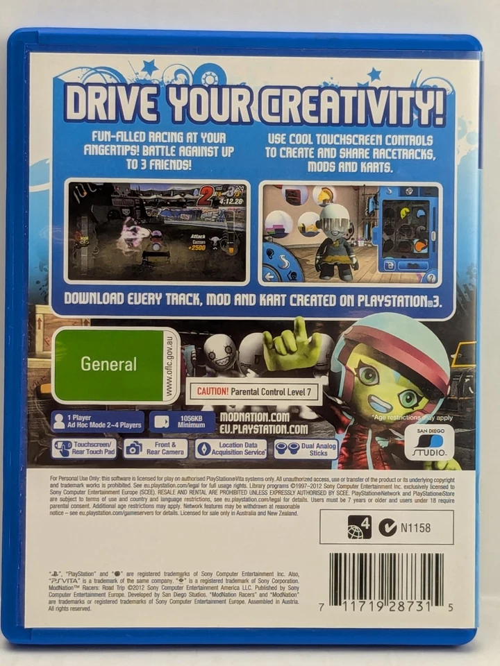 PlayStation PSVita ModNation Racers PreOwned Authentic GC - Image 2 of 4
