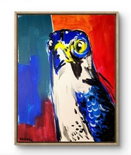 Aleph Original Art Hawk 14x11 Contemporary Expressionist Canvas