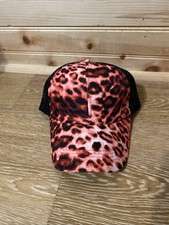 Pink cheetah Leopard Print Women  s Hat Cap-Adjustable strap -read Description
